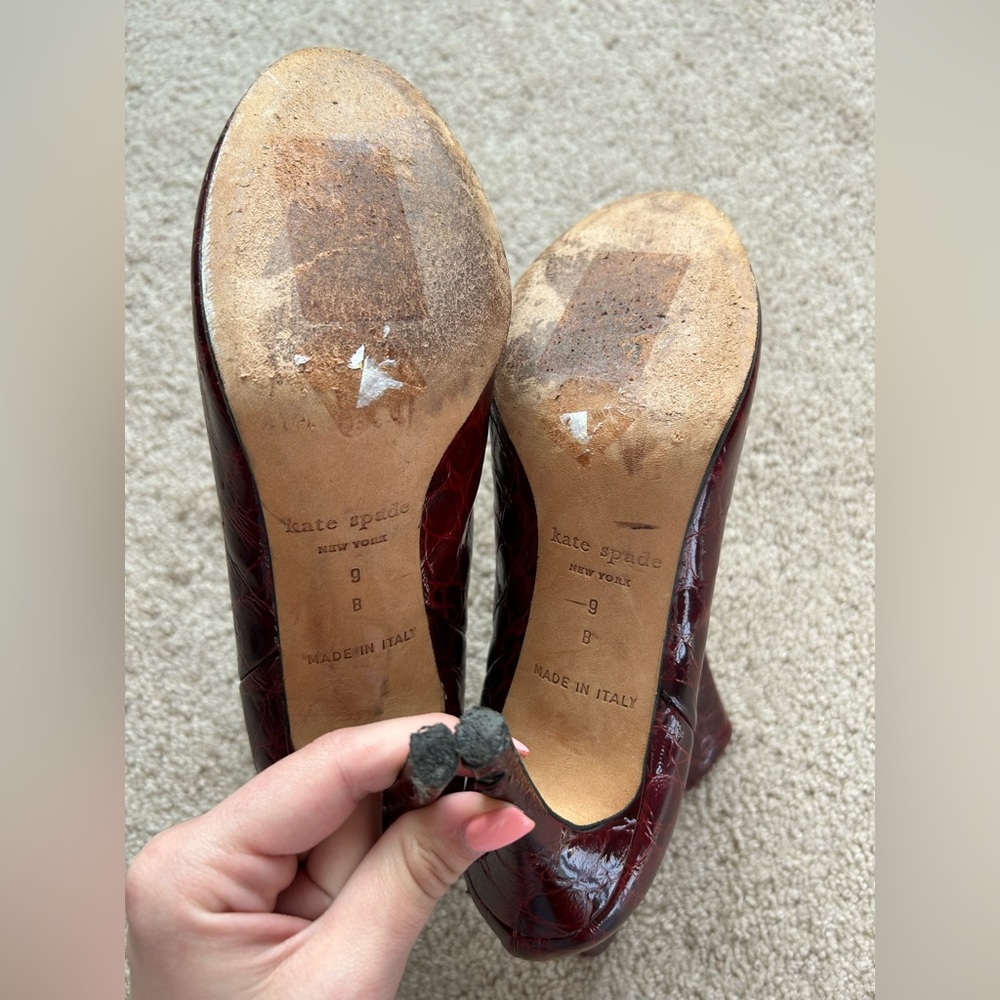 Kate Spade Katrina Burgundy Crocodile Alligator Boots - Picture 6 of 14